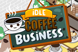 Kuvassa on piirretty kahvilakyltti, jossa on hymyilevä kahvikuppi ja teksti Idle Coffee Business värikkäillä kirjaimilla