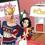 Kaksi hahmoa seisoo jouluisessa huoneessa, yksi pukeutuneena siniseen joulupuseroon ja toinen punaiseen sotilaspukuun, ilmapuhutelohkossa lukee #Christmas
