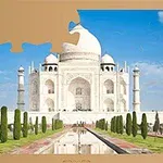 Taj Mahal, jossa yläkulmassa puuttuva palapelin pala