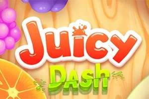 Värikäs puinen tausta, jossa on hedelmiä ja korostettuna sanat Juicy Dash