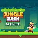 Karhu jahtaa seikkailijaa viidakossa tekstin Jungle Dash Mania alla