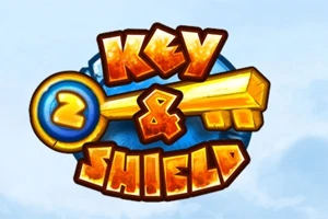 Keltainen avain ja kilpi sinisellä taustalla