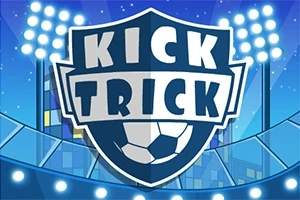 Jalkapallon muotoinen kilpi, jossa lukee KICK TRICK, taustalla stadionin valot