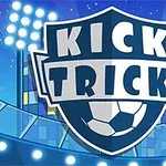 Jalkapallon muotoinen kilpi, jossa lukee KICK TRICK, taustalla stadionin valot