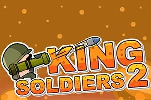 Piirroshahmo tähtää singolla otsikon King Soldiers 2 päällä ruskealla taustalla