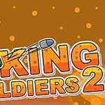 Piirroshahmo tähtää singolla otsikon King Soldiers 2 päällä ruskealla taustalla