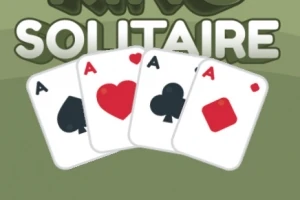 Neljän ässän pelikortit spade, sydän, risti ja ruutu vihreällä taustalla, yläosassa teksti SOLITAIRE