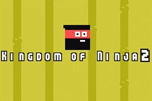 Keltainen tausta, jossa pikselöity ninja-kuvake ja teksti Kingdom of Ninja 2