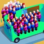 Vihreässä autossa ja sen ympärillä on joukko värikkäästi pukeutuneita hahmoja sijoitettuna tiellä