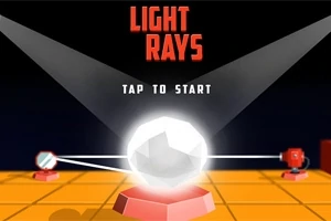 Timanttimuotoinen kristalli keskellä ympäröitynä valonsäteillä ja heijastimilla, yläpuolella teksti LIGHT RAYS ja TAP TO START