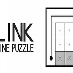 Tekstissä lukee LINK LINE PUZZLE ja vieressä on yksinkertainen ruudullinen kuvio, jossa on viivoja ja plus- ja miinusmerkkejä