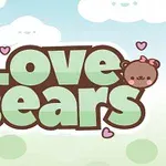 Kuva sisältää sanat Love Bears pastelliväreissä pilvien taustalla, jossa on kaksi nallekarhua ja pieniä sydämiä