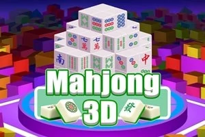 3D mahjong-pelikappaleita värikkäällä taustalla