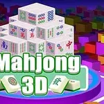 3D mahjong-pelikappaleita värikkäällä taustalla