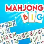 Sinisellä taustalla olevia mahjong-laattoja ja teksti MAHJONG BIG
