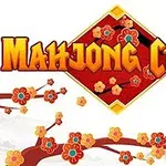 Oranssilla ja punaisella kukilla koristeltu logo tekstillä “Mahjong Chain” valkoisella taustalla