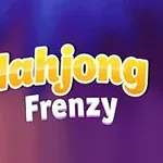 Mahjong Frenzy -teksti violetilla ja oranssilla taustalla