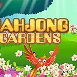 Värikäs lintuteemainen kuva, jossa on teksti MAHJONG GARDENS kukkarikkaassa puutarhassa