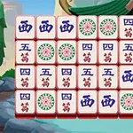 Pino mahjong-laattoja ulkona, taustalla perinteinen kiinalainen rakennus ja puutarha