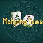 Mahjong-kuutiot, joissa on kiinalaisia merkkejä, vihreällä taustalla ja Mahjong Tower -teksti