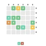 Ruudukko, jossa on värillisiä ruutuja numeroilla varustettuna