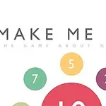 Valkoisella taustalla keskellä punainen ympyrä numerolla 10, ympärillä pienempiä värillisiä ympyröitä numeroilla, ja yläpuolella teksti MAKE ME TEN