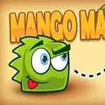 Vihreä hahmo katsoo keltaista mangoa nuolen osoittaessa niiden välistä yhteyttä, yläpuolella teksti Mango Mania