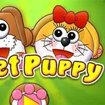 Kuvassa on kaksi piirrettyä, iloisen näköistä eläinhahmoa vihreällä taustalla, ja teksti Meet Puppy kirkkaissa keltaisissa kirjaimissa