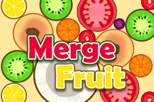 Erivärisiä ja -kokoisia viipaloituja hedelmiä ja vihanneksia, joiden päällä teksti Merge Fruit