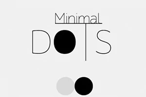 Kuvassa on valkoisella taustalla musta ja harmaa piste sekä teksti Minimal Dots