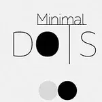 Kuvassa on valkoisella taustalla musta ja harmaa piste sekä teksti Minimal Dots