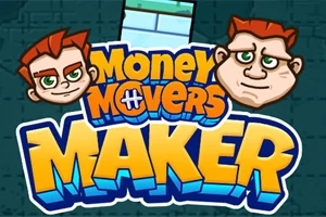 Kuvassa on kaksi piirrettyä punahiuksista hahmoa, joiden välissä on teksti Money Movers Maker