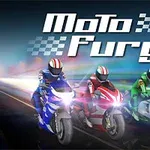Kolme motoristia kirkkain värein varustetuilla moottoripyörillä ajavat rinnakkain radalla