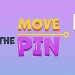 Violetilla ja sinisellä taustalla on värikkäitä palloja sisältävä suppilo ja teksti MOVE THE PIN