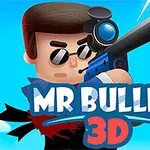 Animaatiohahmo aurinkolaseissa pitelee suurta kivääriä sinistä taivasta vasten, ja edessä on teksti MR BULLET 3D