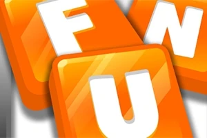 Oranssit pelilaudat, joissa on valkoisia kirjaimia F, U ja N