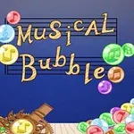 Monivärisiä sointusymboleilla varustettuja kuplia musiikkiteemaisella taustalla kirjainten ympäröimänä