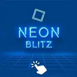 Sinisellä taustalla neonvaloteksti NEON BLITZ, nelikulmainen symboli yläpuolella ja klikkausta osoittava käsi alareunassa