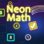Neonvärinen tausta, jonka keskellä on teksti Neon Math sekä värikkäitä numeroita ja symboleita