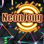 Neonvärinen logo, jossa lukee NeonJong 3D mustalla geometrisella taustalla värikkäiden valoviivojen keskellä