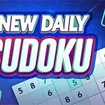 New Daily Sudoku -teksti sinisellä taustalla numeroruudukon kanssa