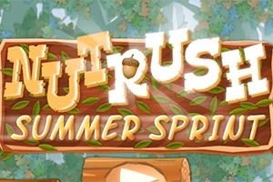 Puinen kyltti, jossa on otsikot NU-RUSH ja SUMMER SPRINT lehtikuvioiden ympäröimänä