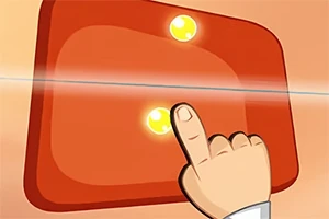Sormi painaa keltaista nappia oranssilla taustalevyllä