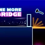 Sinisellä taustalla on valkoisia ja violetteja valonsäteitä, teksti ONE MORE BRIDGE ja sininen ääriviivainen vasara