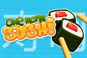 Kaksi sushi-rullaa, värikkäät kirjaimet ja sininen tausta
