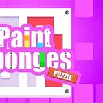 Värikäs logo, jossa lukee Paint Sponges vaaleanpunaisella taustalla