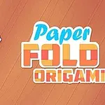 Sinisellä taustalla oleva piirroskuvio näyttää pizzaviipaleen ja valkoinen hansikas käsi taittaa paperia, taustalla lukee Paper Fold Origami oranssilla ja sinisellä tekstillä