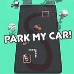 Parkkipaikan teemalla oleva peli, jossa autot ajavat käärmemäistä rataa vihreällä taustalla