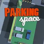 Otsasta kuvattu pysäköintialue, jossa on kolme autoa ja teksti Parking Space ylinnä