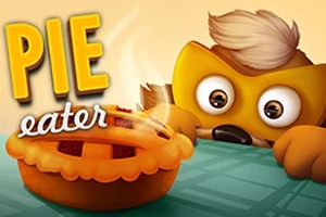 Kettu hahmo katsoo höyryävää piirakkaa pöydällä ja taustalla lukee isoilla kirjaimilla PIE eater